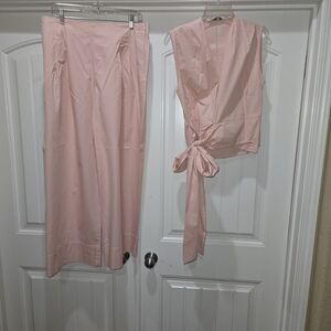 Zara Pink Pant & Wrap Top - Matching Two Piece Set Co-ord